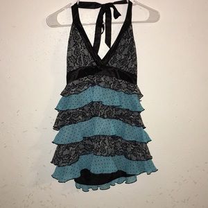 2B Bebe black and blue halter top size M